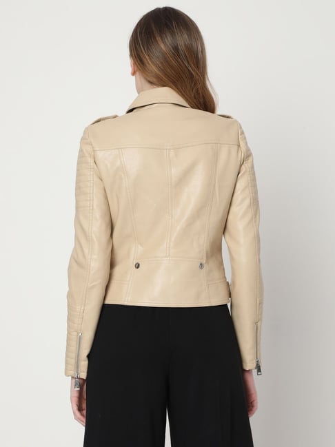Buy Vero Moda Favodona Faux Leather Jacket - Oatmeal At 62% Off |  Editorialist