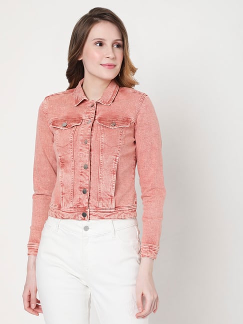 Buy Vero Moda Misty Rose Cotton Jacket for Women Online Tata CLiQ