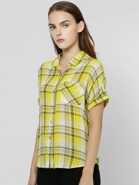 Vero Moda Yellow Checks Shirt Price in India