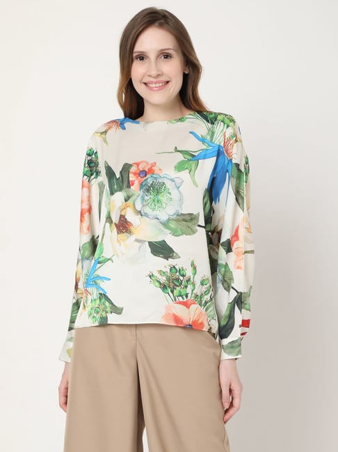 Vero Moda Beige Floral Print Top