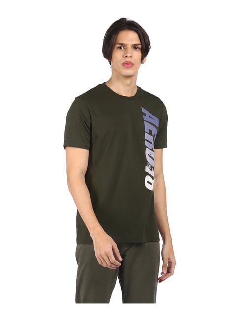 Aeropostale Olive Green Cotton Regular Fit Printed T-Shirt - Flexi Collection