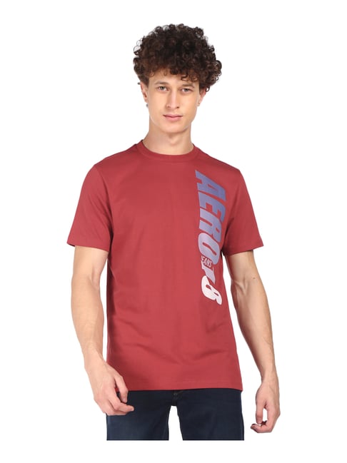 Aeropostale Red Cotton Regular Fit Printed T-Shirt - Flexi Collection