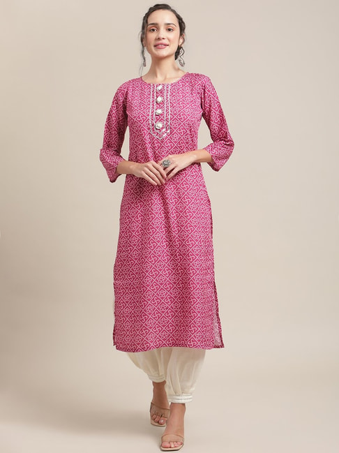 Ksut Pink Gota Embellished Kurta Price in India