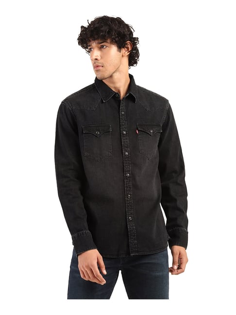 Levis black deals denim shirt mens