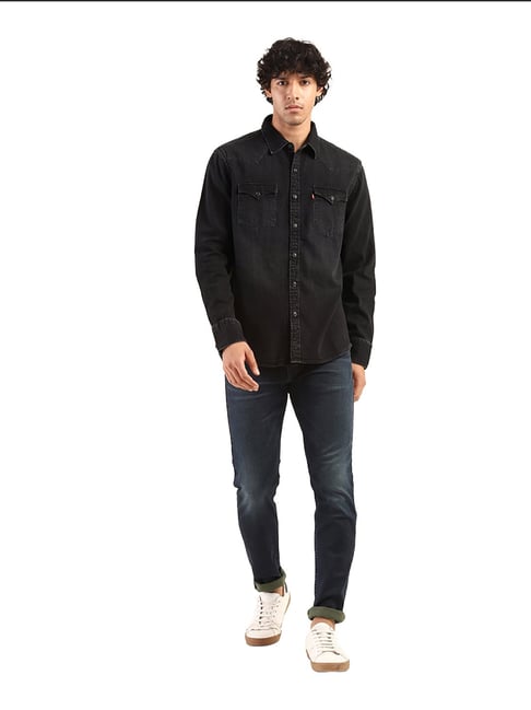 LEVI BLACK Denim Shirt Work Utility 100% online Cotton SZ 3XL C100768