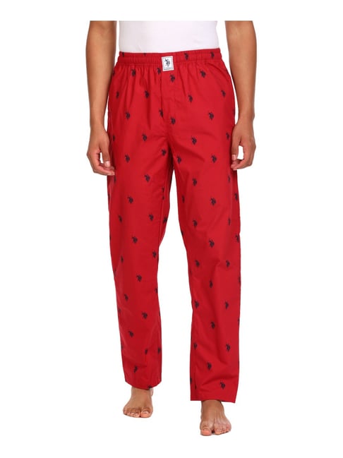 U S Polo Assn U.S. Polo Assn. Red Regular Fit Printed Lounge Pants