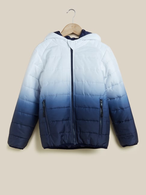 Buy Y&F Kids by Westside Indigo Ombre Puffer Jacket with Hood