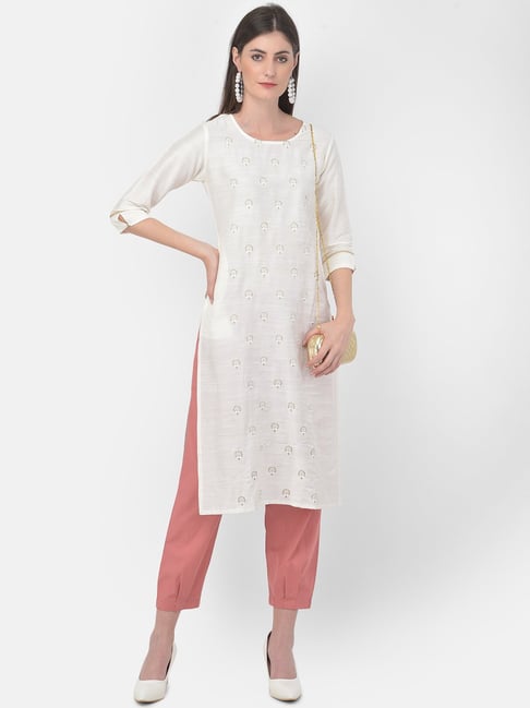 Trending Fashion Off White Kurti with Plain LKV001447