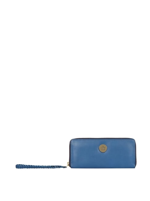 Hidesign Sapphire Eijo W3 Blue Solid Zip Around Wallet for Women