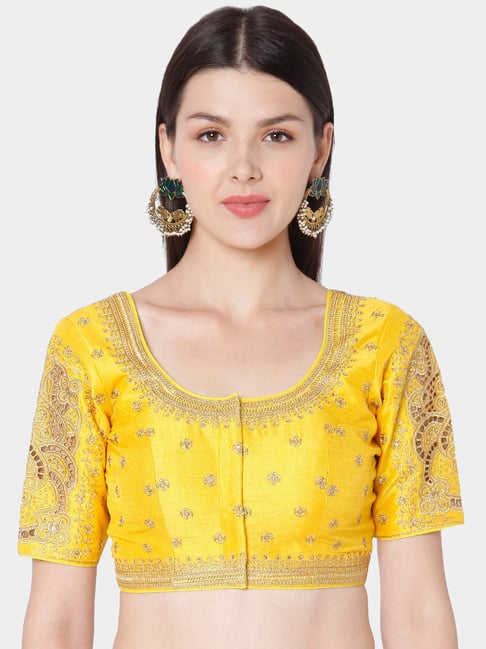 Salwar Studio Yellow Embroidered Blouse