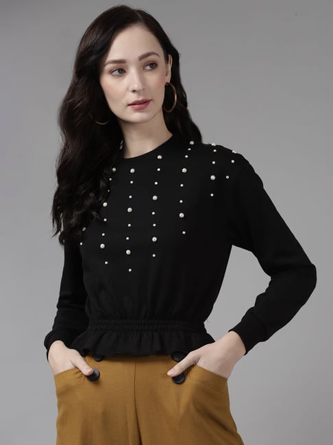 Cayman Black Embellished Sweatshirt