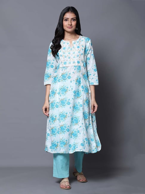 Sakhi jaipur Blue Embroidered Kurta Price in India