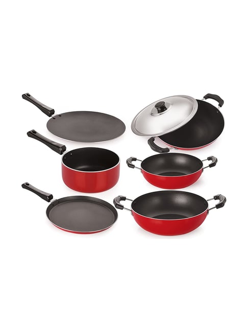 Nirlon Non-Stick Red Aluminium Cookware Combo Cooking Set-Nirlon-HomeFurnishing-TATA CLIQ