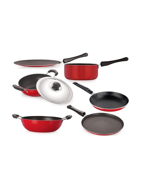 Nirlon Non-Stick Red Aluminium Cooking Cookware Set-Nirlon-HomeFurnishing-TATA CLIQ