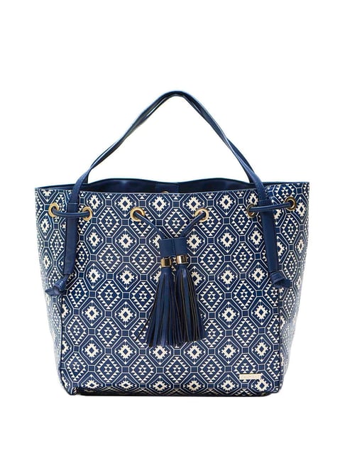 Chumbak Indie Aztec Navy Printed Medium Tote Handbag Price in India