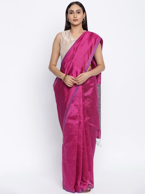 Fabindia Pink Plain Saree Price in India