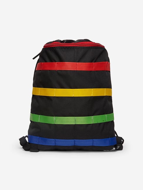 Studiofit Black Striped Sports Backpack-Studiofit-Footwear-TATA CLIQ