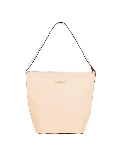 Sugarush Beryl Peach Solid Medium Tote Handbag Price in India