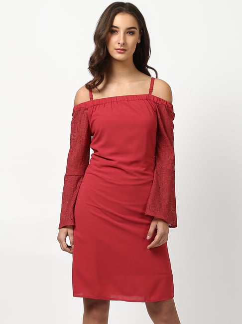 Harpa Red Regular Fit A-Line Dress Price in India