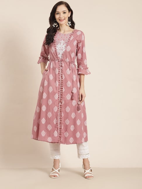 Juniper Pink Printed Jacket Style Kurta Price in India