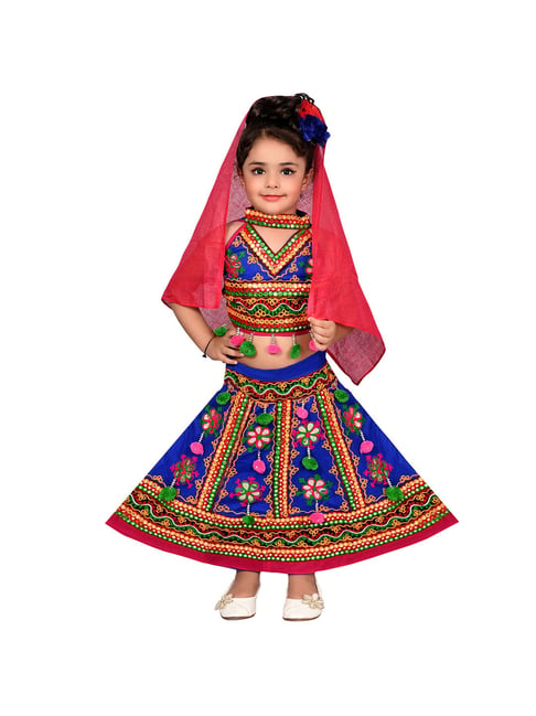 Buy ITSMYCOSTUME Indian State Folk Dance Gujarati Garba Dance Girl  Multicolor Lehenga Top Kids Fancy Dress Costume - (Material: Cotton) Size  13-15 Years Multicolour Online at Low Prices in India - Amazon.in