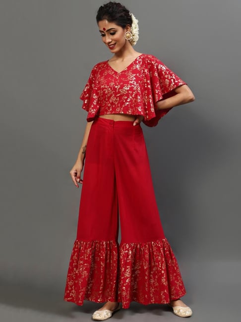 Buy Shivani Singh In Kalki Rani Pink Sharara Suit With Hand Embroidered Crop  Top And Short Net Jacket Using Resham And Cut Dana Work