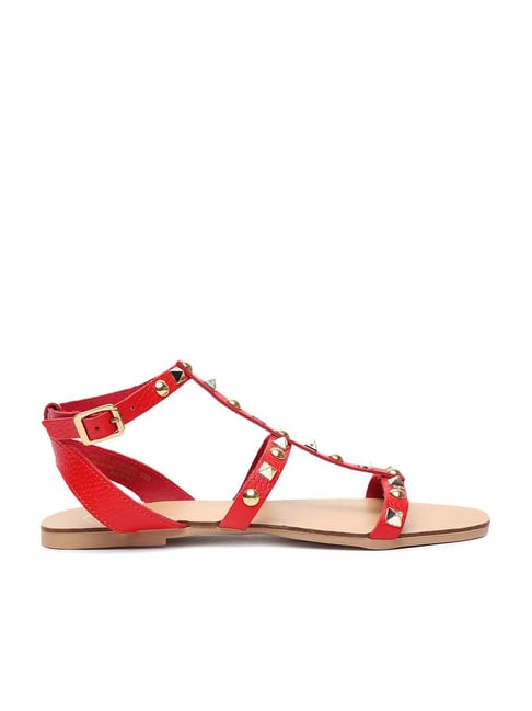 Dune London Women's Lavender Di Red Ankle Strap Sandals