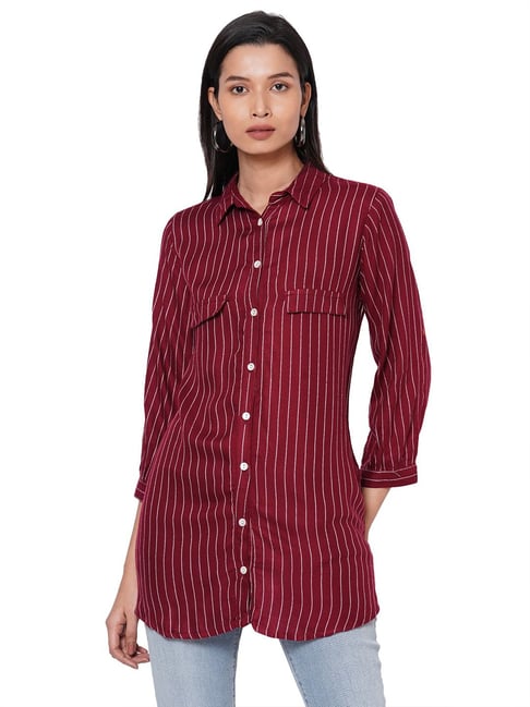 maroon striped shirt womens