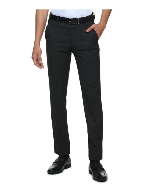 Louis Philippe Permapress Black Slim Fit Flat Front Trousers-picture-37