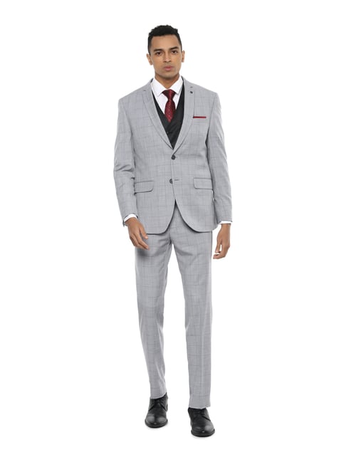 Van heusen light grey sales suit