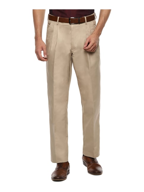 Buy Louis Philippe Men Grey Regular Formal Trousers Online
