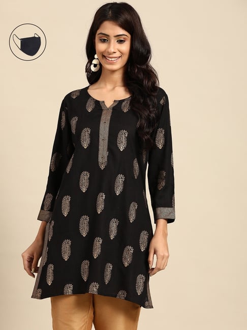 Buy Black Georgette Regular Wear Lucknowi Work Kurti Online From Wholesale  Salwar.