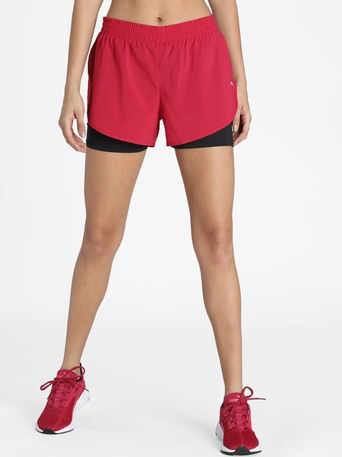 Puma Red & Black Regular Fit Shorts