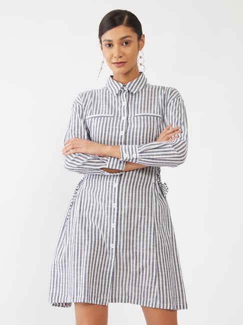 Zink London White Striped Dress Price in India