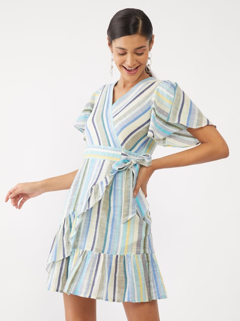 Zink London Multicolor Striped Dress Price in India