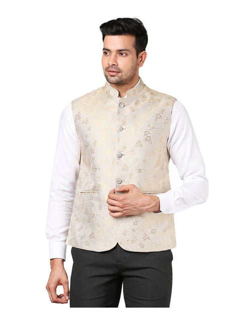 Beige nehru outlet jacket