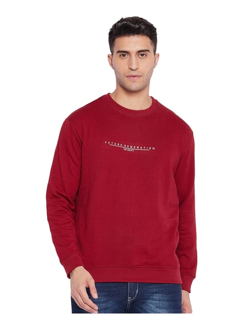 Buy Cantabil Maroon Regular Fit Sweatshirt for Men Online Tata CLiQ