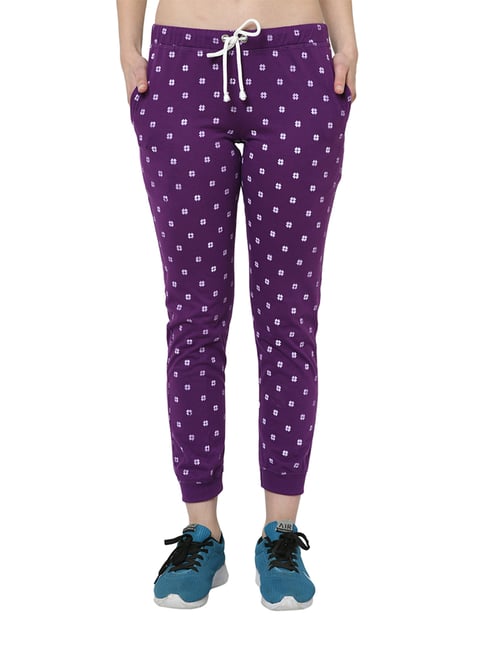 Vimal Jonney Purple Cotton Printed Trackpants