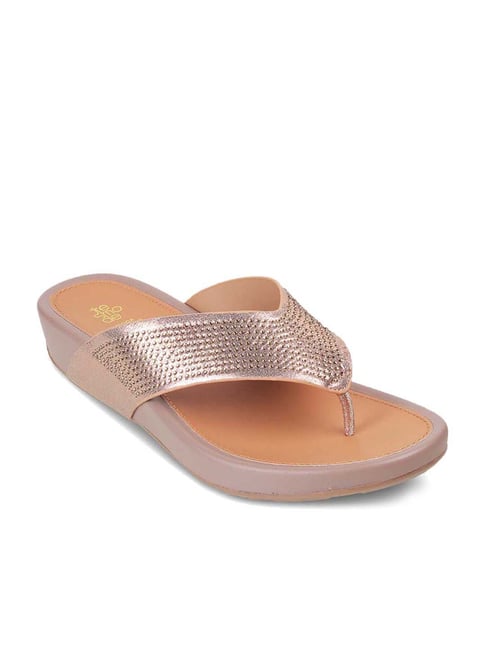 Buy Tresmode Women's Champagne Gold Thong Sandals for Women at