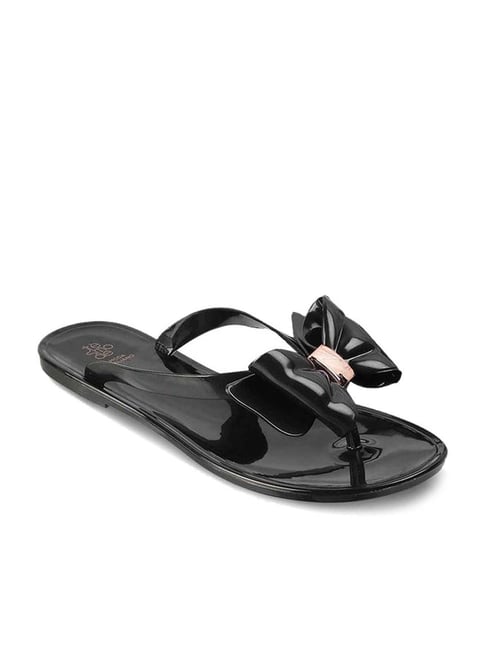 Tresmode Women's Black Thong Sandals