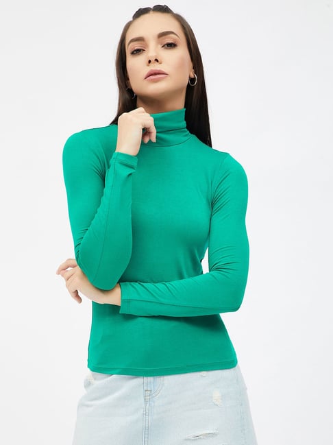 Buy Harpa Women Solid Regular top - Green Online at Low Prices in