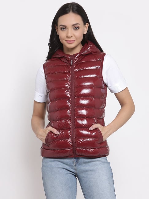 Buy Mode By Red Tape Women Maroon Jacket at Amazon.in