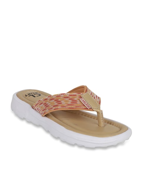 CL Sport by Carlton London Women's Beige Thong Sandals