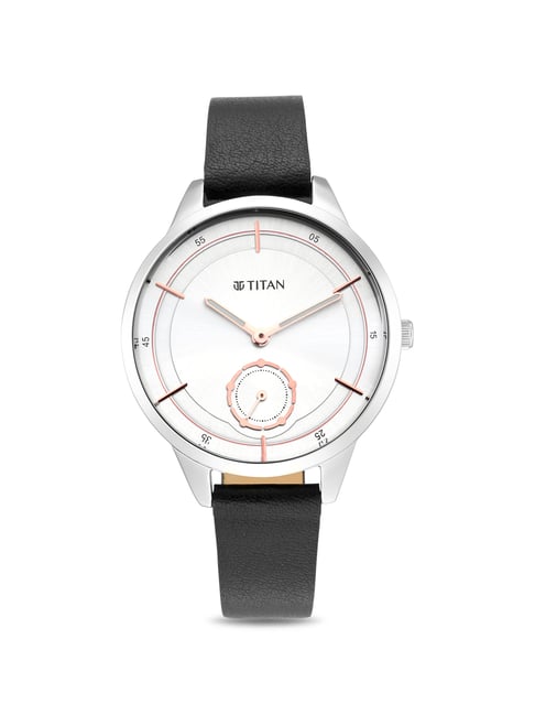 Titan Solidarity Silver Dial Black Cactus Leather Strap Watch