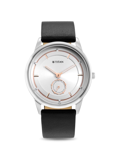 Titan Solidarity Silver Dial Black Cactus Leather Strap Watch