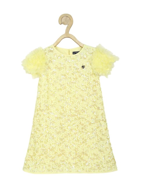 Buy Allen Solly Junior Yellow Embellished Dress for Girls Clothing