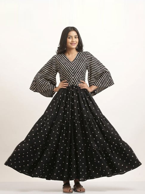 Rustorange Black Printed Dress Price in India