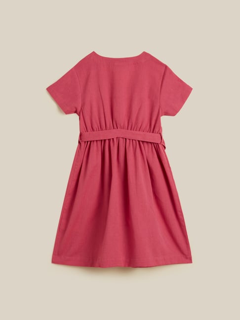 Buy Utsa Kids by Westside Pink Embroidered Dress with Belt Online at best price at TataCLiQ
