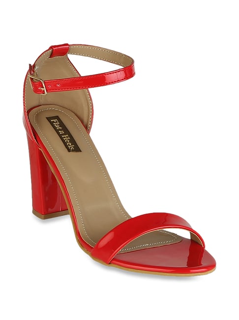Linzi Red Suede Wide Fit Block Heeled Sandals | SilkFred