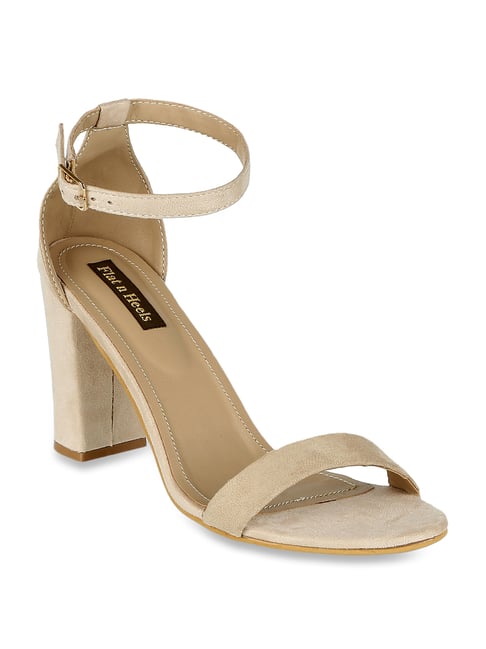 Flat N Heels Women's Beige Ankle Strap Sandals